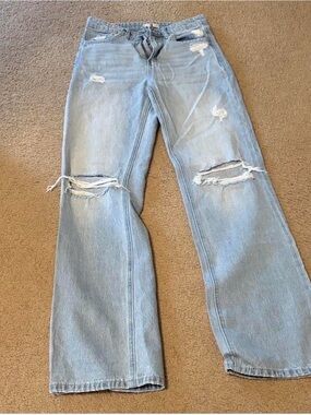 Alter'd State Light Blue Distressed Wide-Leg Women’s Jeans